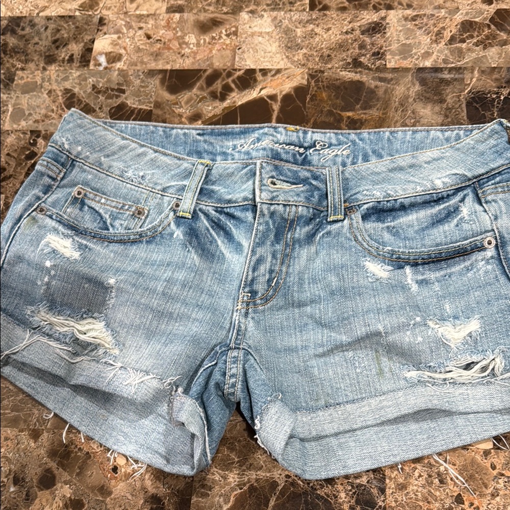 Distressed Denim Shorts